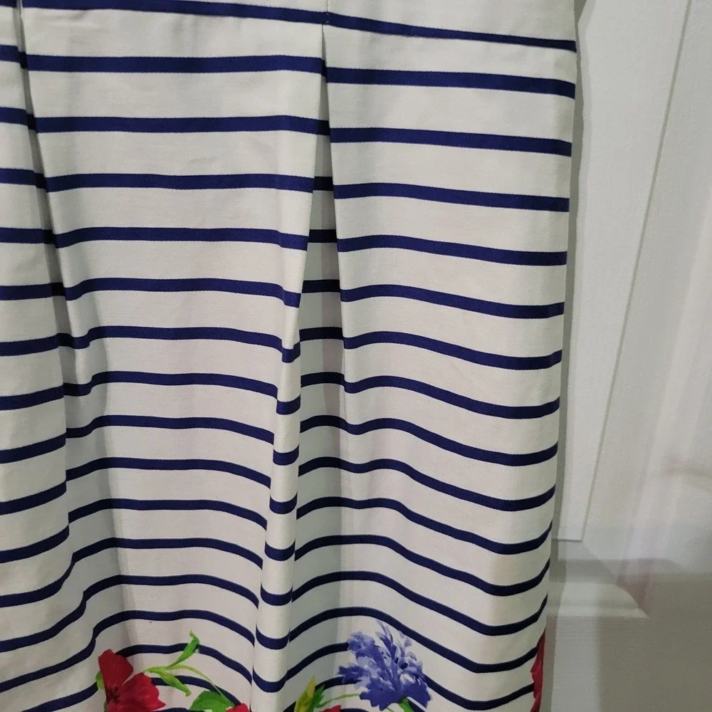 Chaps Women's‎ Size 14 Sleeveless Striped Floral Border Dress Kentucky Derby
